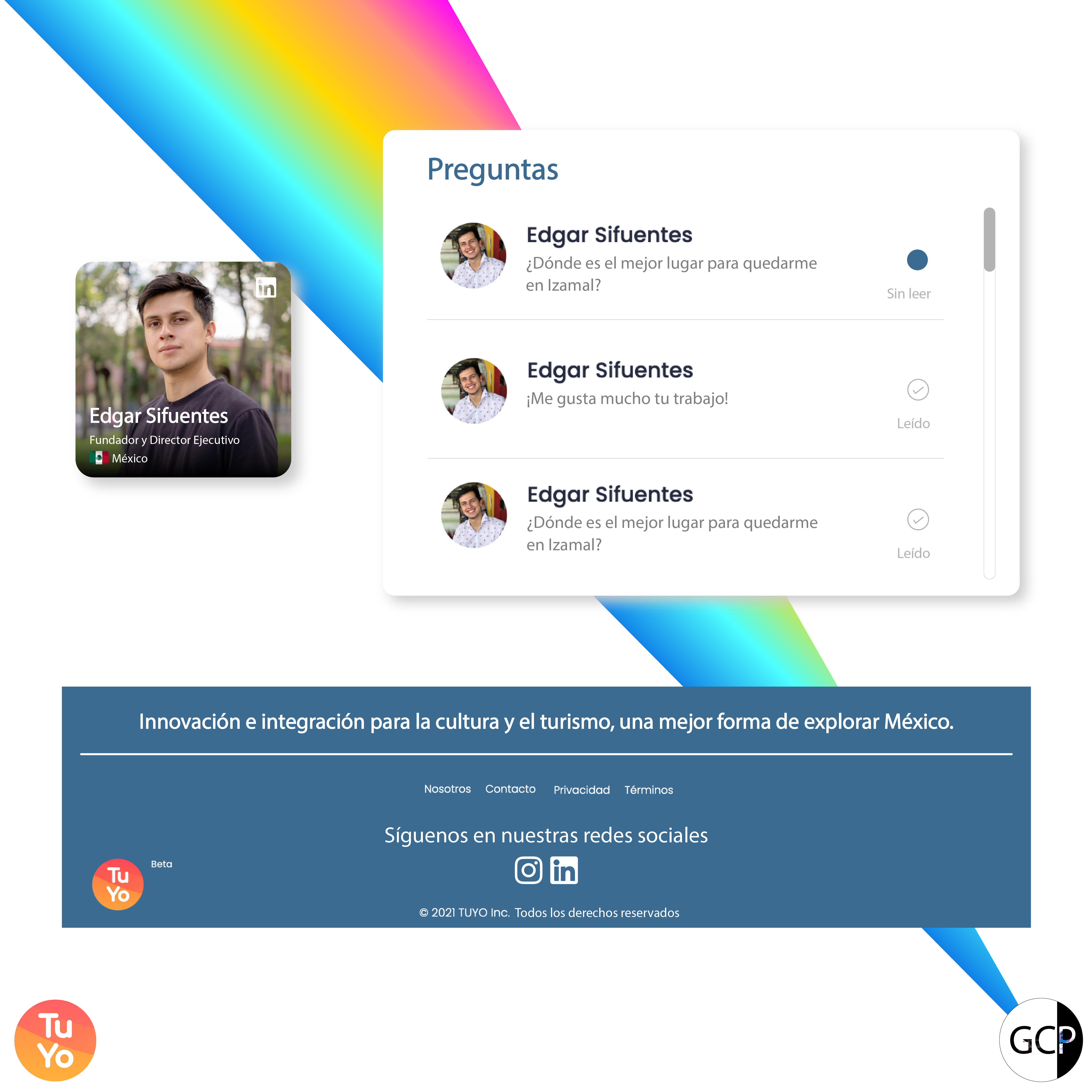 UI design of TUYO platform proposal 1